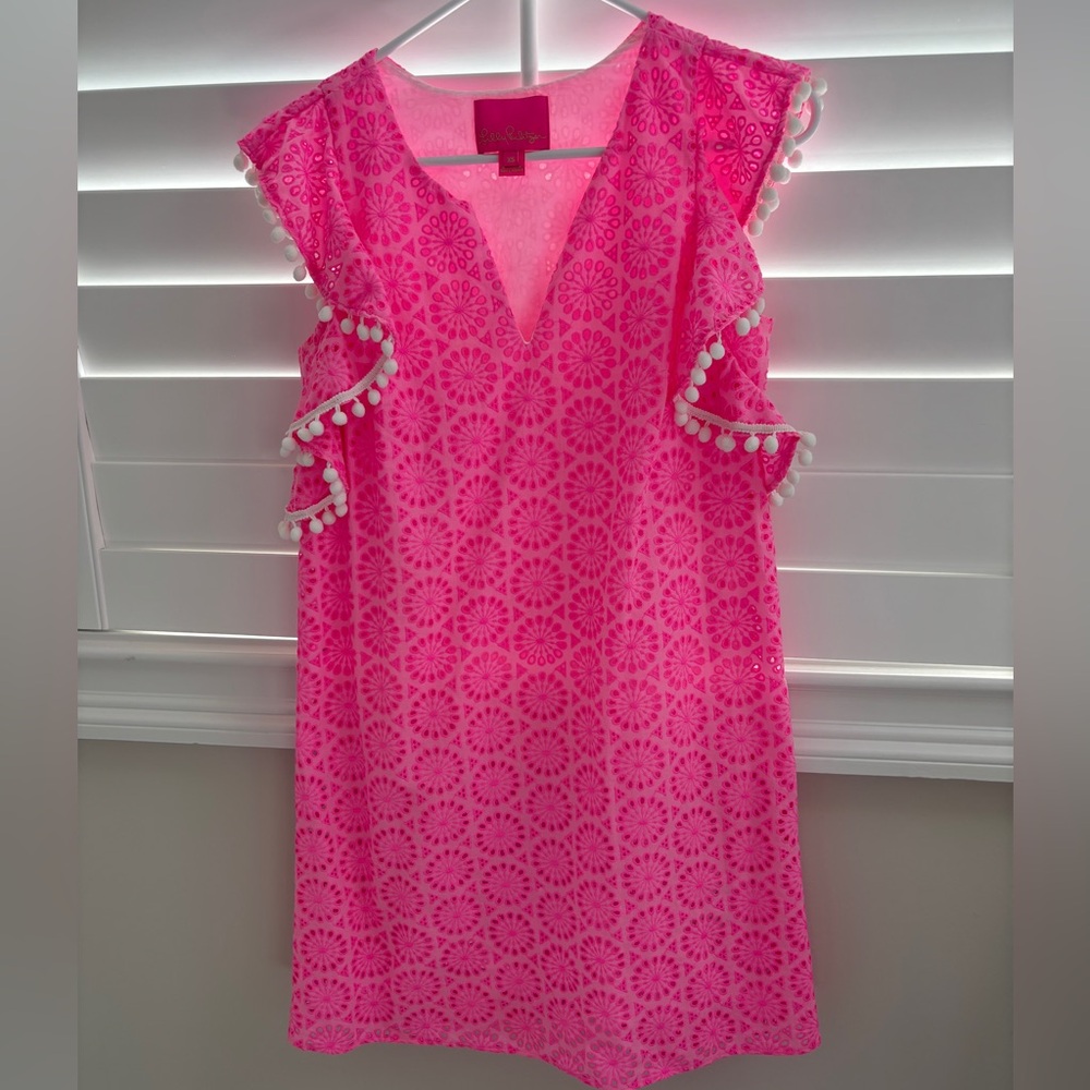 Lilly Pulitzer Astara Dress in Prosecco Pink Neon Geo Eyelet Size XS